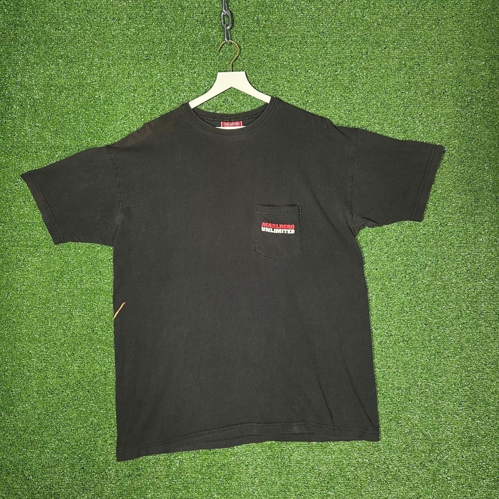 Vintage Marlboro Unlimited Lizard Shirt Mens XL Black Graphic Pocket Tee 90s USA - Picture 16 of 16